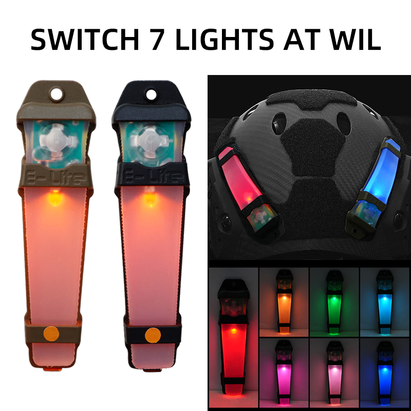 Qc Hunting & Outdoor Sports - BOOIU Taktisches Helmlicht, siebenfarbiges Sicherheits-Blinklicht, Überlebenssignallicht,