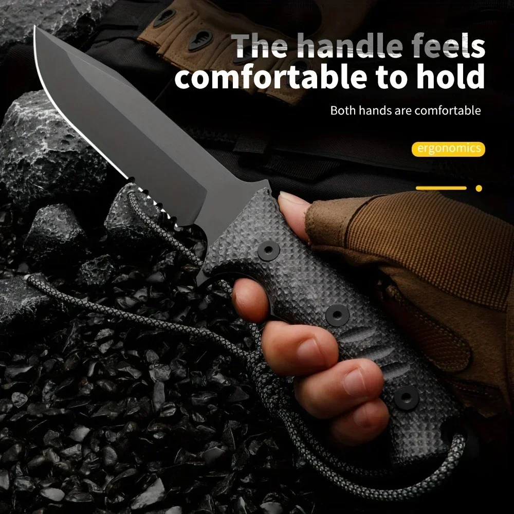Hunting And Camping In Jungle - CR (High-End-Version) Outdoor-Campingmesser, gerades Messer, Dschungel-Küchenmesser,