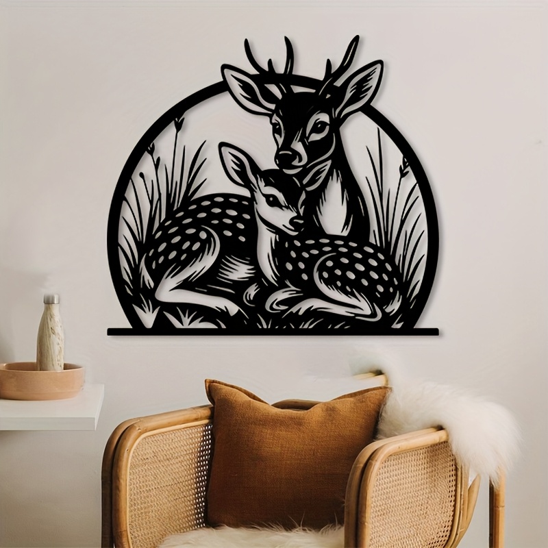 Hunting Outdoor Brand - Rustikale Hirsch-Wandkunst aus Eisen, 3D-Metall-Hirschskulptur, große