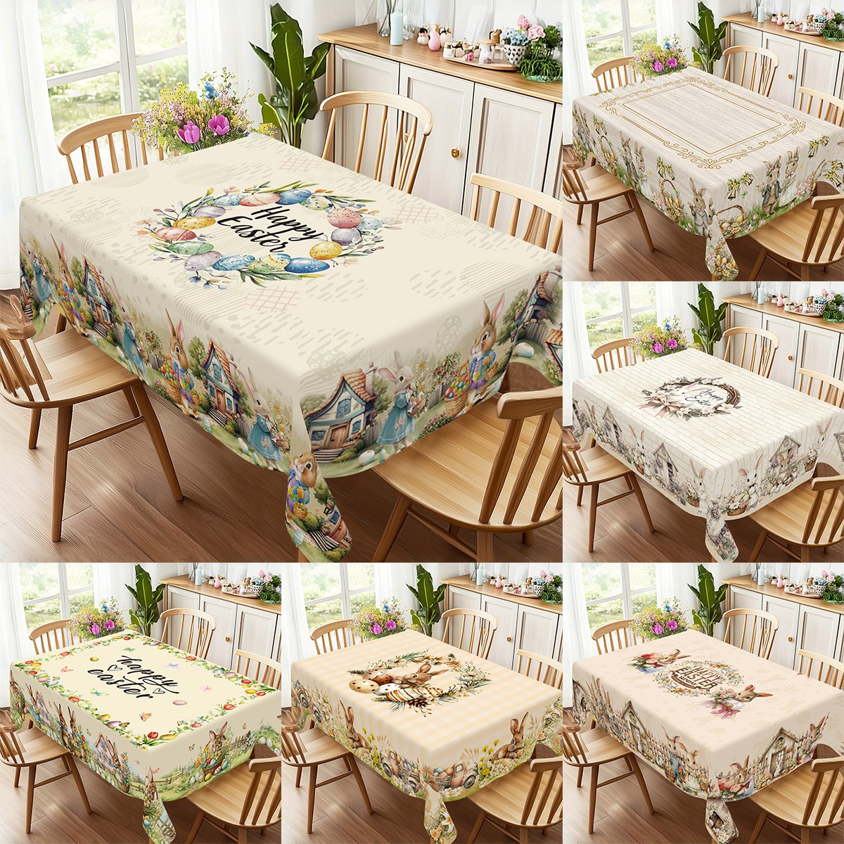 Outdoor Hunting Table - Gemischter Stil Osterhase Tischdecke für 6