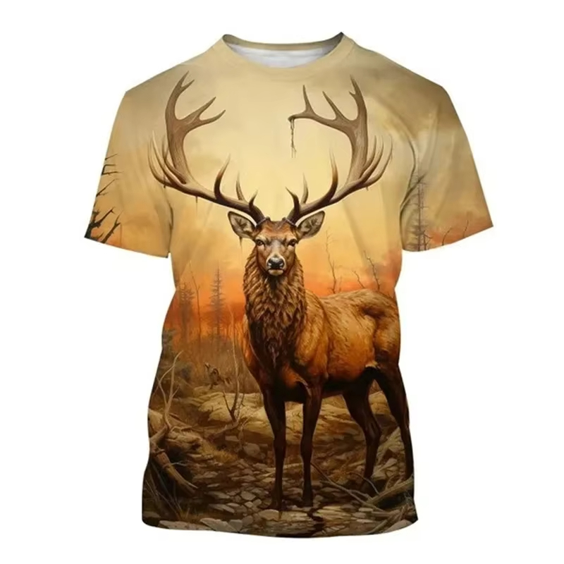 Deer 3D Printing T-shirt Funny – Outdoor Hunting Graphic Tees Bewertung und Preis