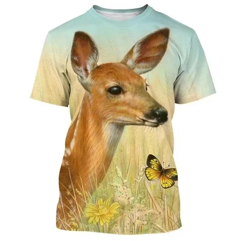Deer 3D Printing T-shirt Funny – Outdoor Hunting Graphic Tees Bewertung und Preis