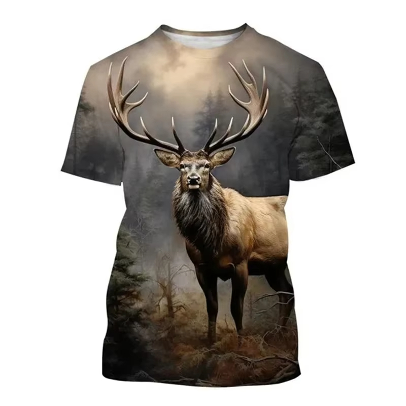 Deer 3D Printing T-shirt Funny – Outdoor Hunting Graphic Tees Bewertung und Preis