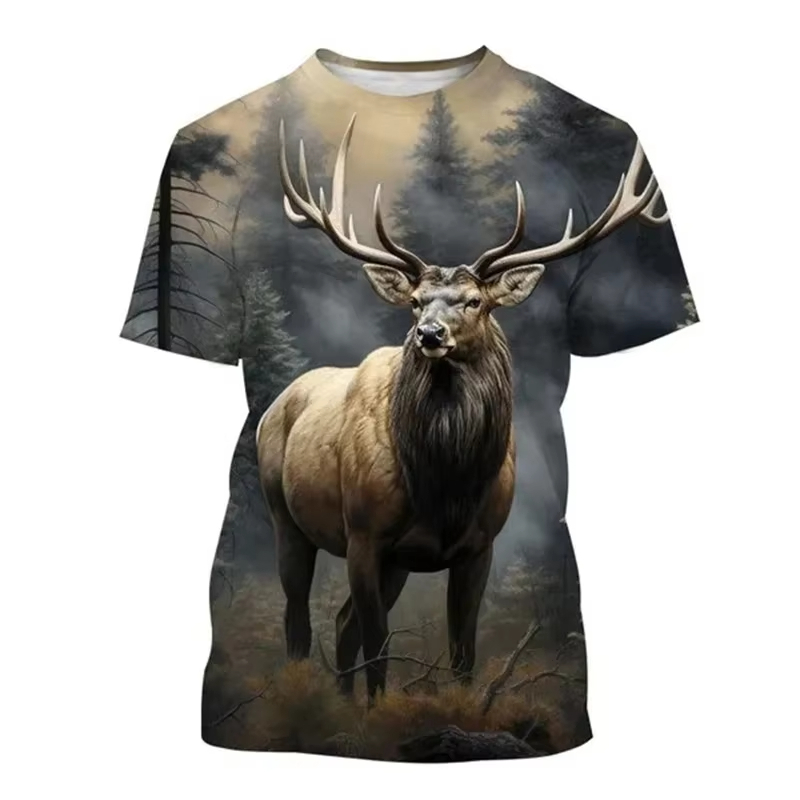 Deer 3D Printing T-shirt Funny – Outdoor Hunting Graphic Tees Bewertung und Preis